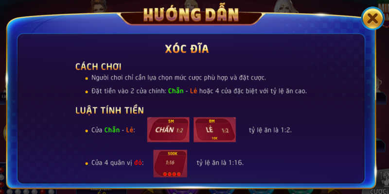 Luật chơi game xóc đĩa Rikvip Club