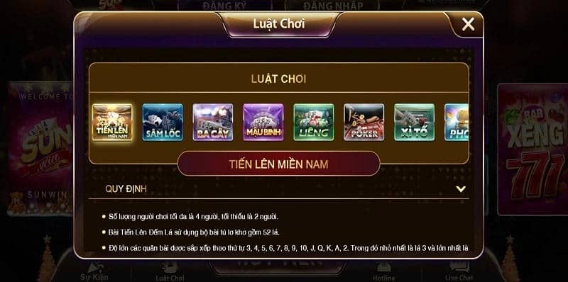 Luật Chơi Tiến Lên Miền Nam Sunwin